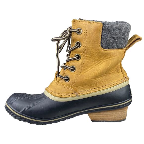 Sorel Women's Slimpack Tan Leather Lace II Duck Boot Size US 7 - Picture 2 of 10